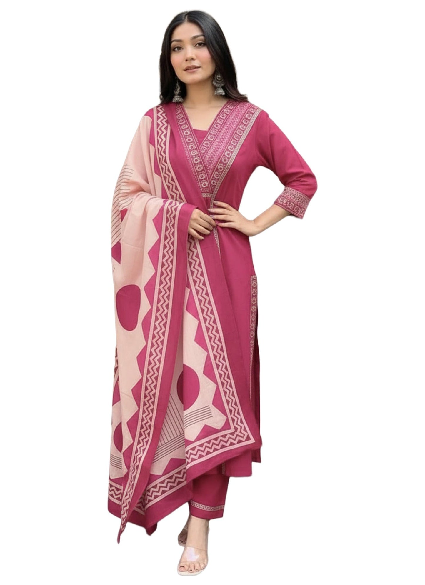 ANNI Designer Women's Rayon Viscose Anarkali Printed Kurta with Pant & Dupatta Set | Ethnic 3-Piece Readymade Suit for Women | Elegant Festive & Office Wear Traditional Outfit