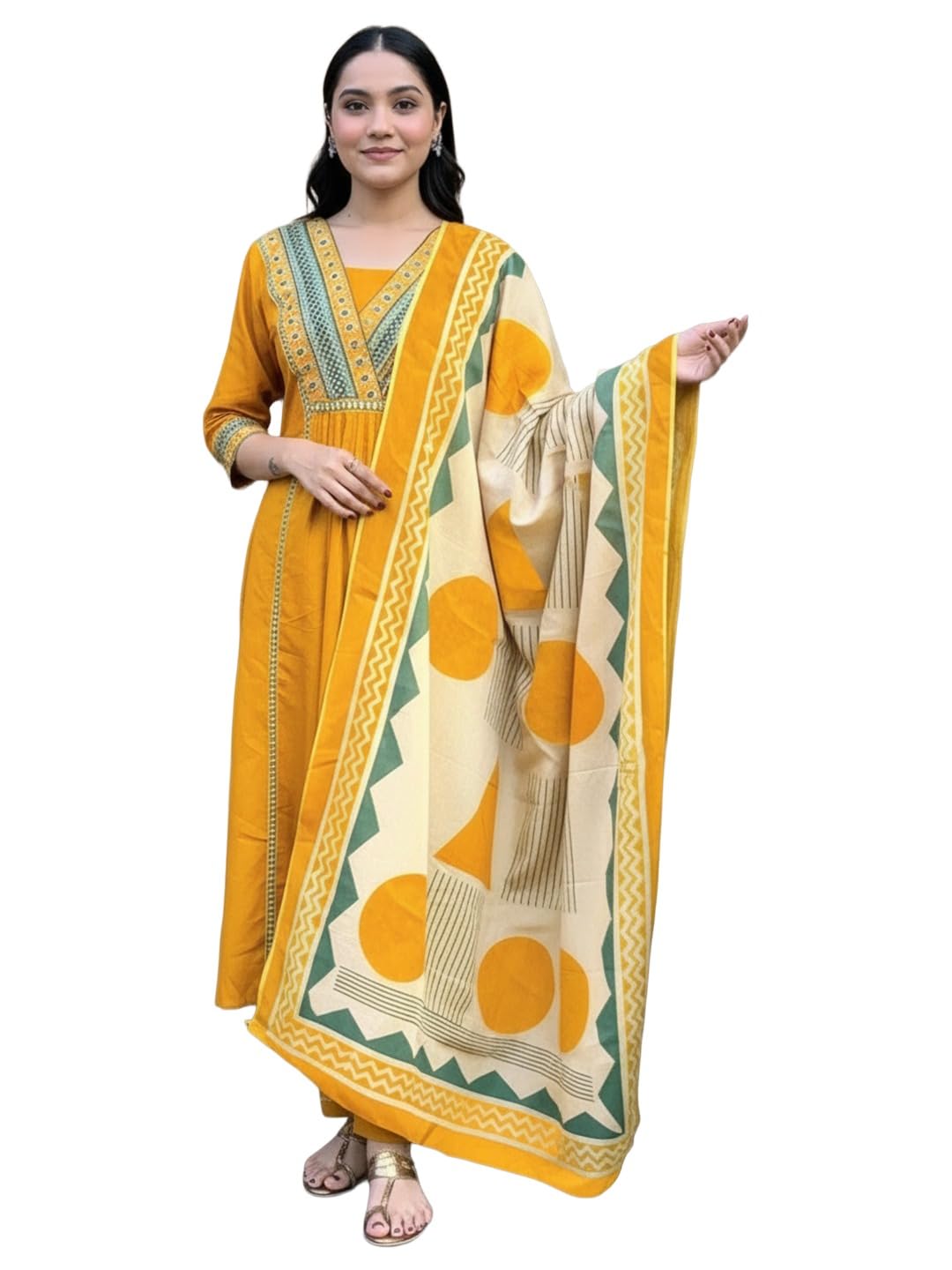 ANNI Designer Women's Rayon Viscose Anarkali Printed Kurta with Pant & Dupatta Set | Ethnic 3-Piece Readymade Suit for Women | Elegant Festive & Office Wear Traditional Outfit