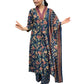 GoSriKi Women's Rayon Viscose Anarkali Printed Kurta with Palazzo & Dupatta