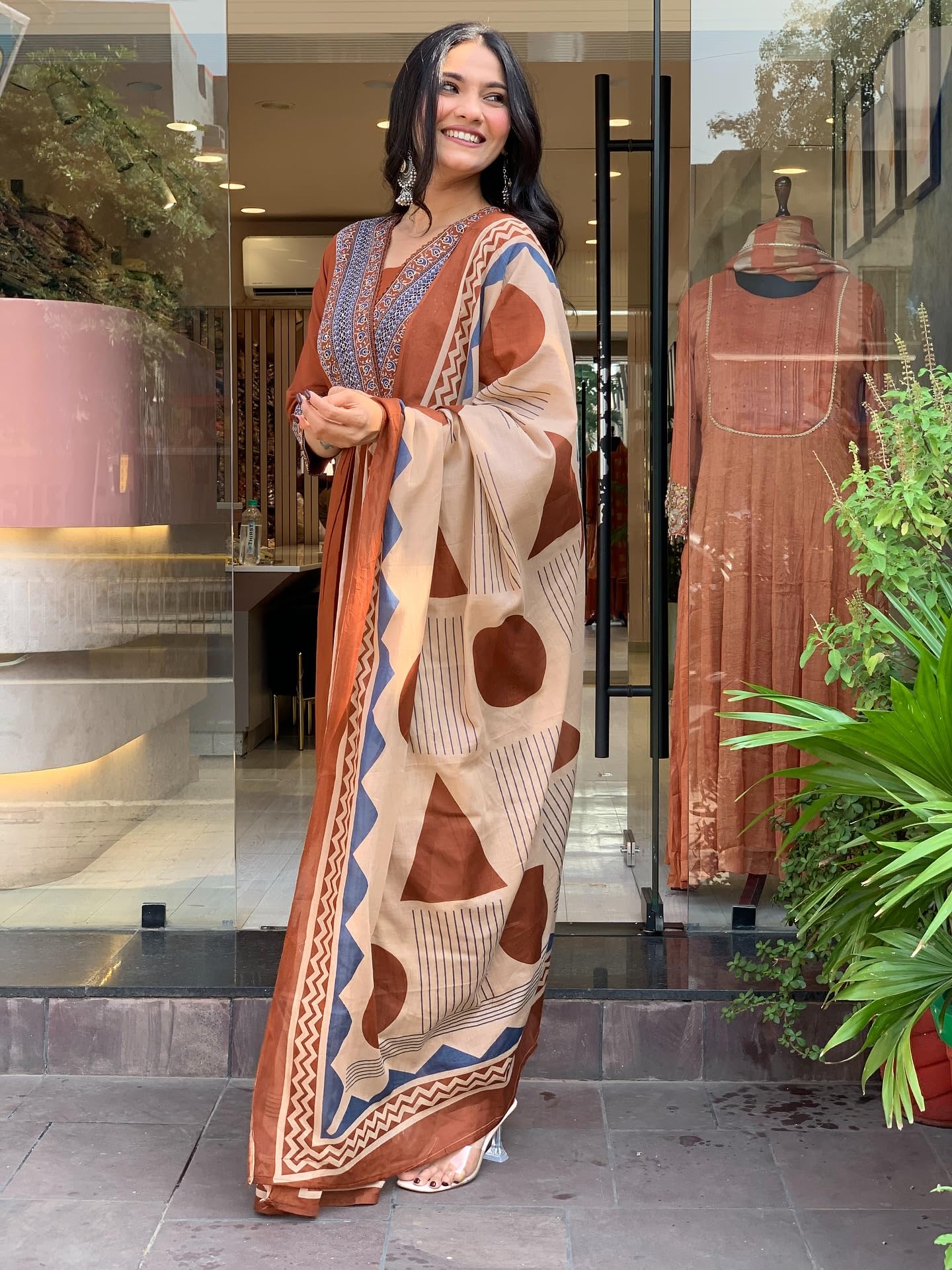 ANNI Designer Women's Rayon Viscose Anarkali Printed Kurta with Pant & Dupatta Set | Ethnic 3-Piece Readymade Suit for Women | Elegant Festive & Office Wear Traditional Outfit