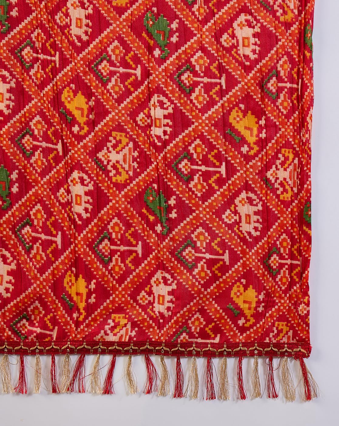 SheWill Women's Mustard American Crepe Zari Sequence Embroidered Alia Cut Kurta with Pant and Dupatta