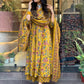 GoSriKi Women's Rayon Viscose Anarkali Printed Kurta with Palazzo & Dupatta